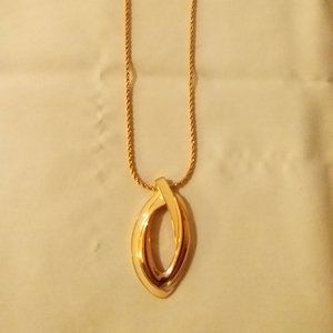 Monet Oval Gold tone and cream pendant necklace